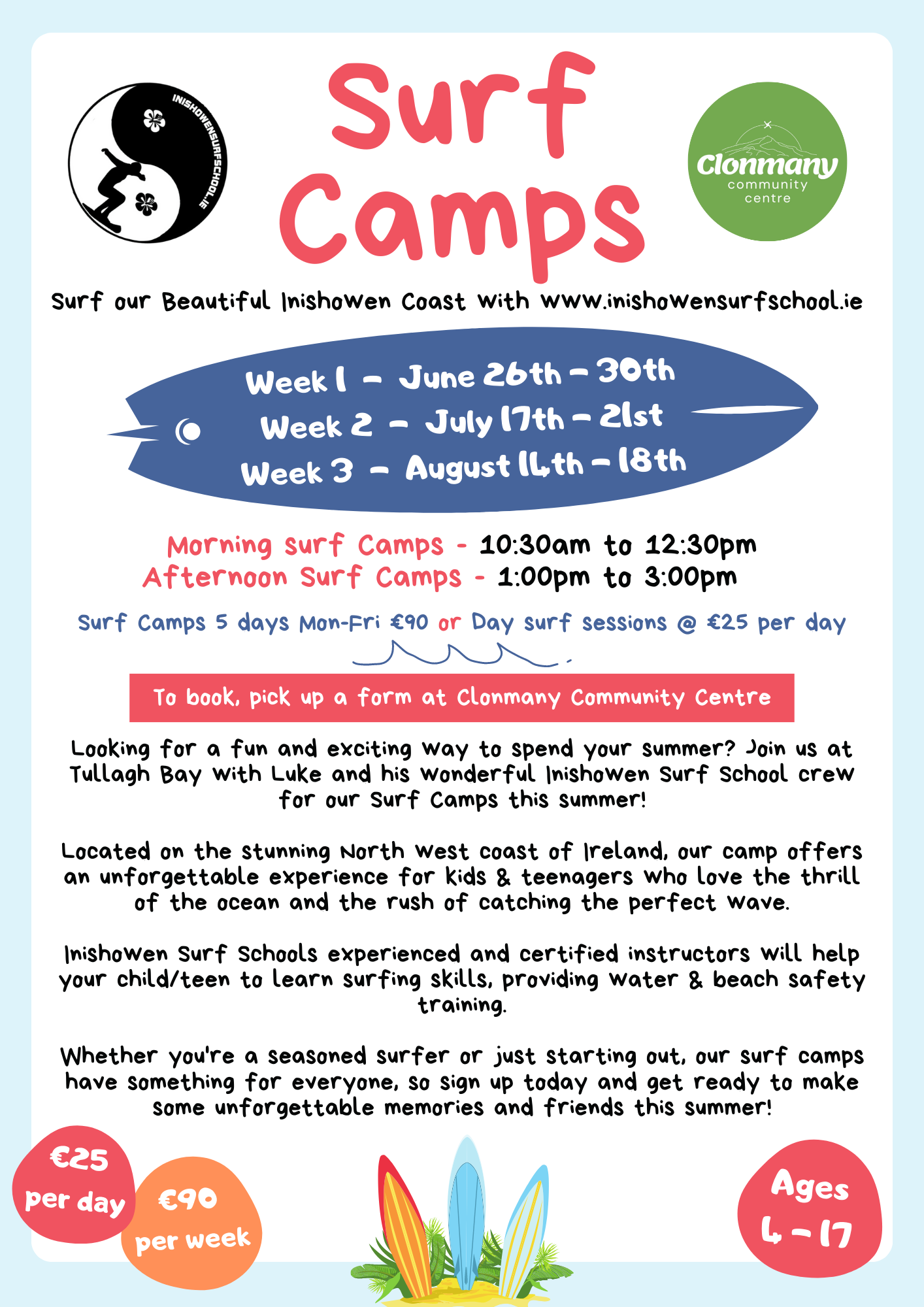 Image of Clonmany Community Centre Summer Camp 2021 Enrolment Form page 2