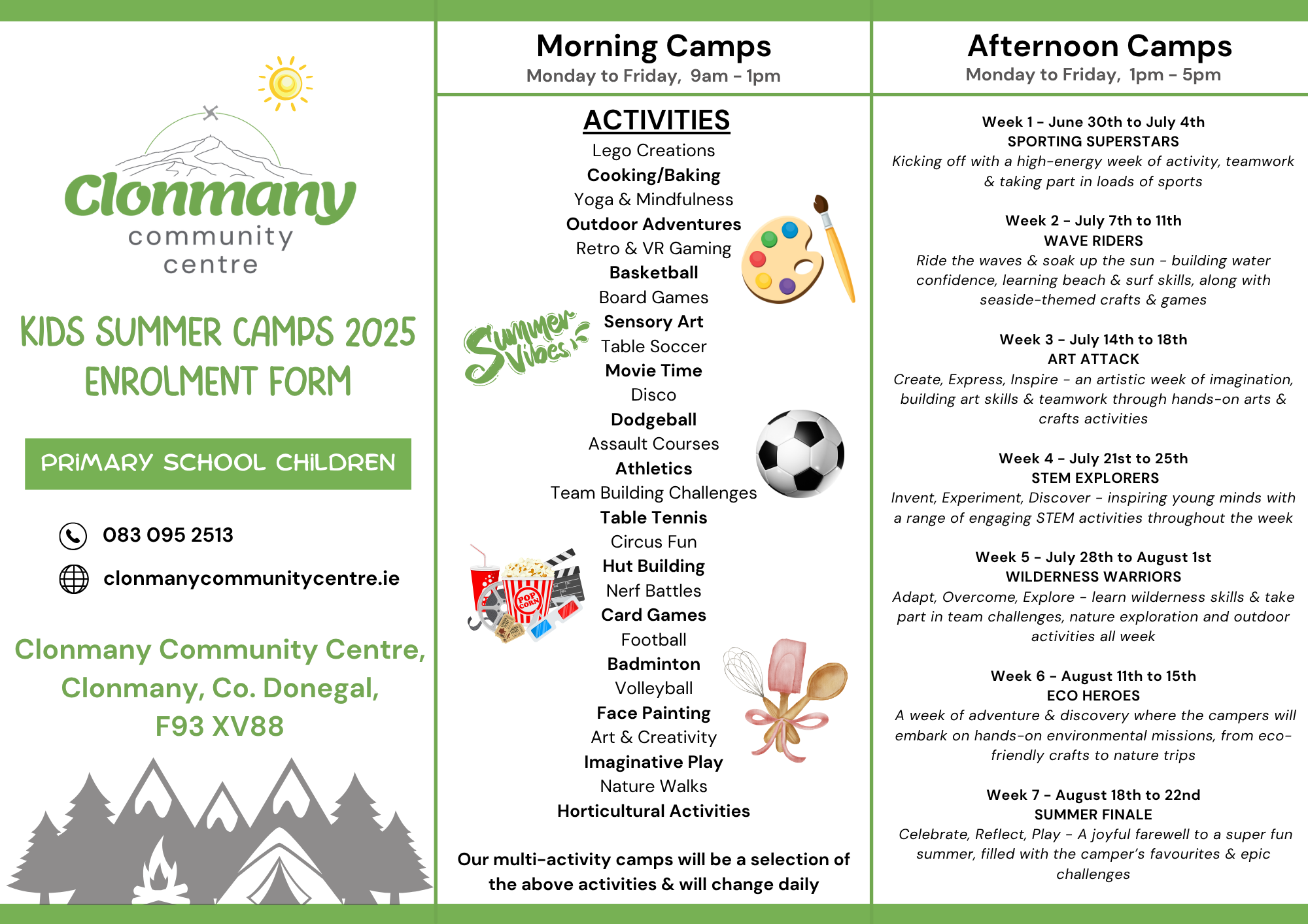 Image of Clonmany Community Centre Summer Camp 2021 Enrolment Form page 2