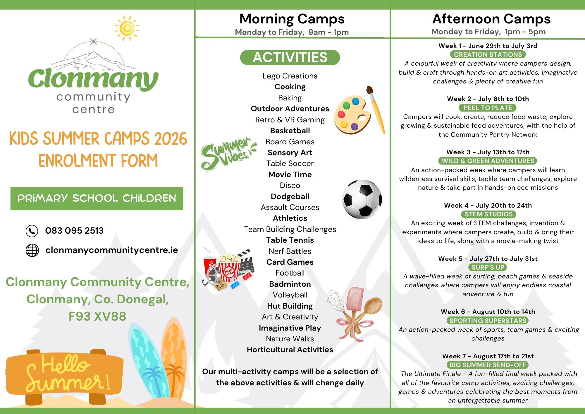Image of Clonmany Community Centre Summer Camp 2021 Enrolment Form page 2